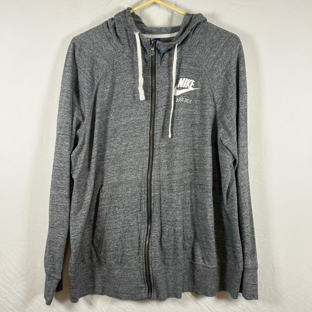 Nike Sportswear Gym Vintage Full Zip Hoodie Grey Heather 2X 924086-091 Womens